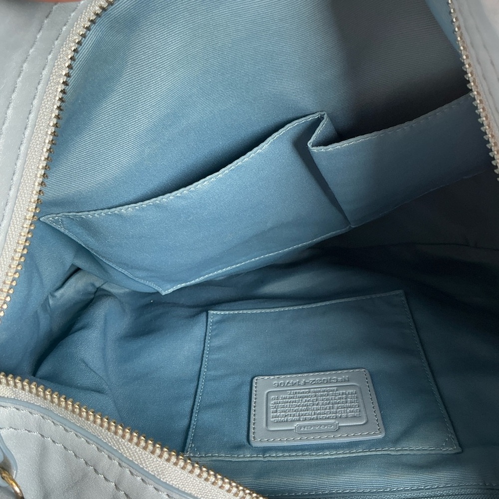 Coach Zoe Light Dusty Blue Silver Leather Large Hobo Bag - Picture 12 of 14
